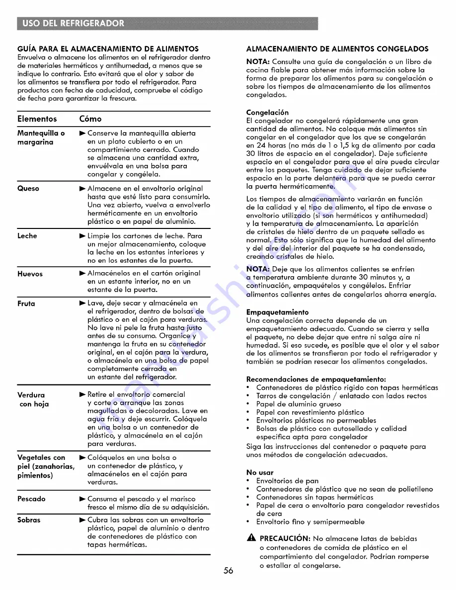 Kenmore 795.7303 Series Use & Care Manual Download Page 56