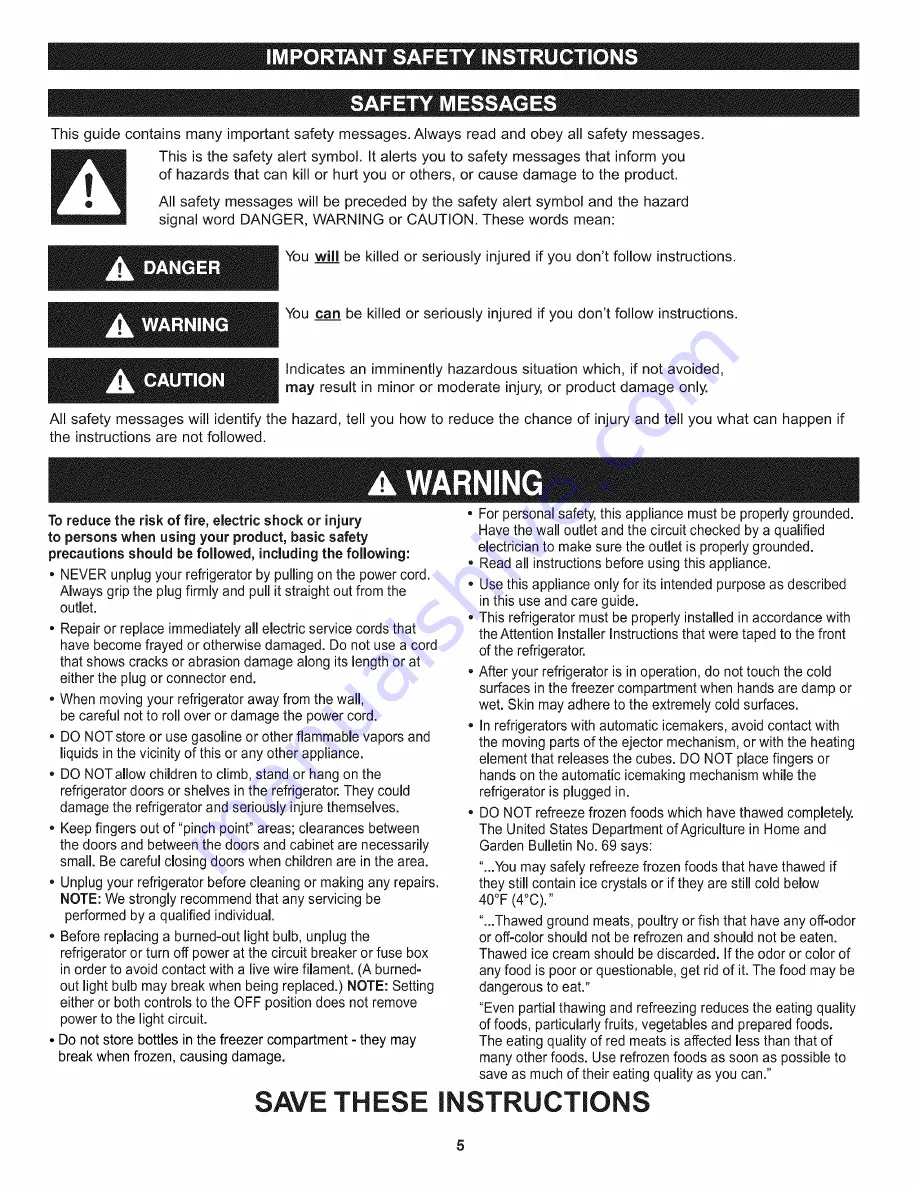 Kenmore 795.7901 Series Use & Care Manual Download Page 5