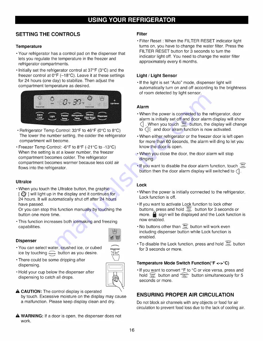 Kenmore 795.7973 Series Use And Care Manual Download Page 16