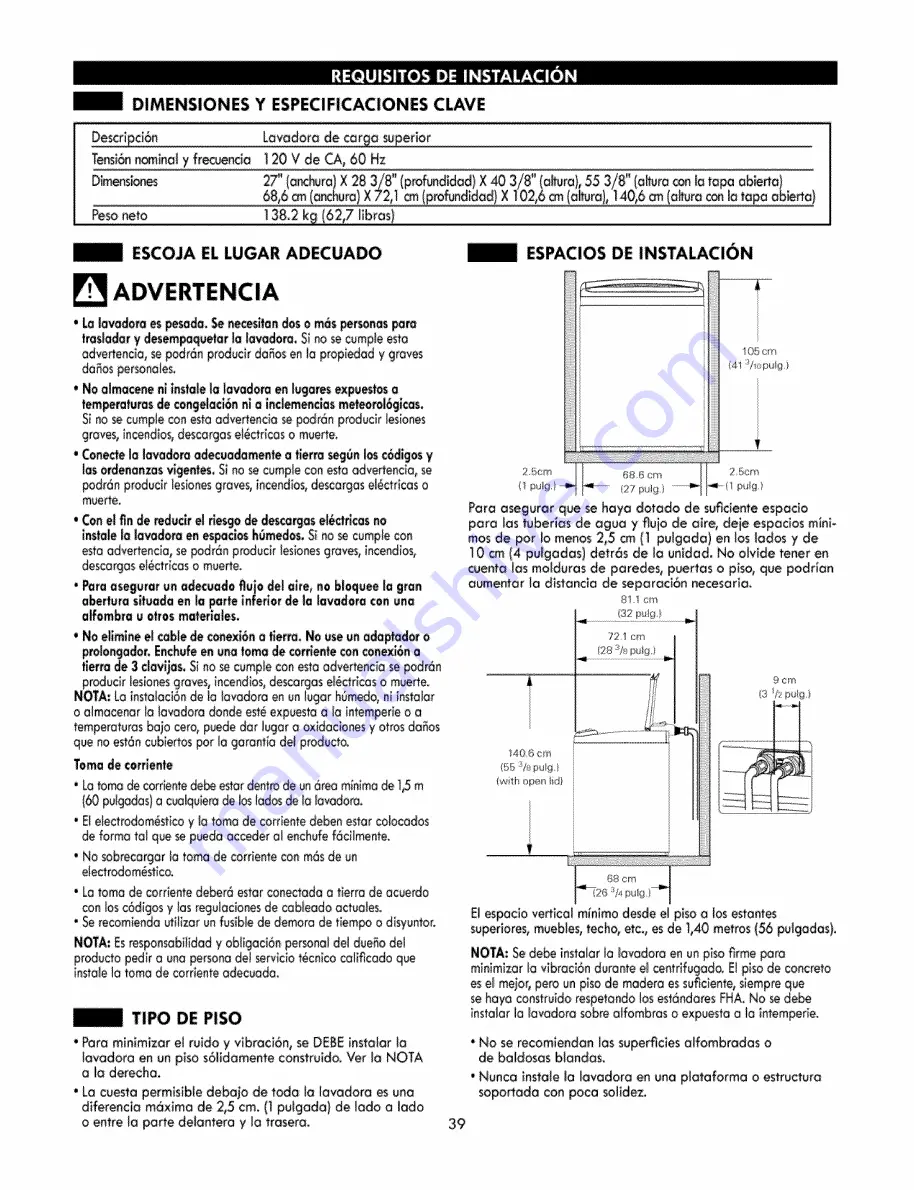 Kenmore 796.3146 Series Скачать руководство пользователя страница 39