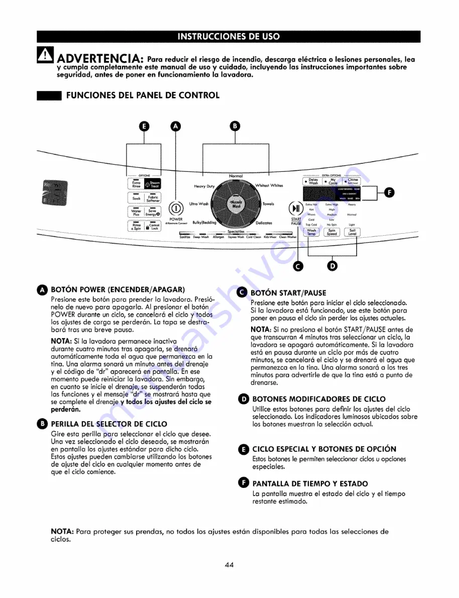 Kenmore 796.3146 Series Скачать руководство пользователя страница 44