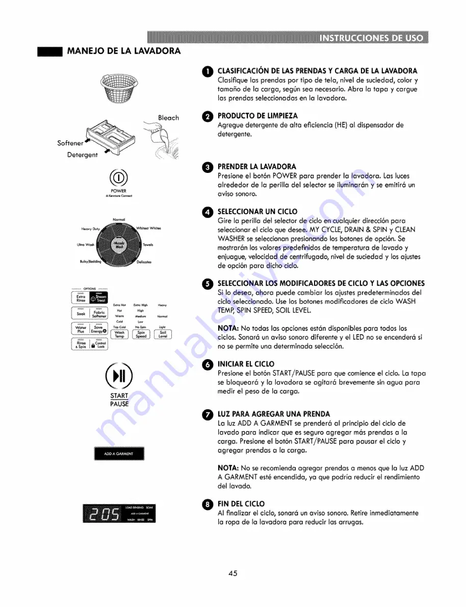 Kenmore 796.3146 Series Скачать руководство пользователя страница 45