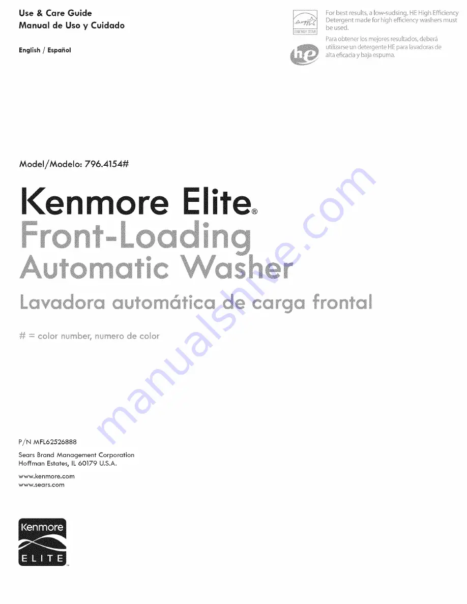 Kenmore 796.4154 Series Use & Care Manual Download Page 1