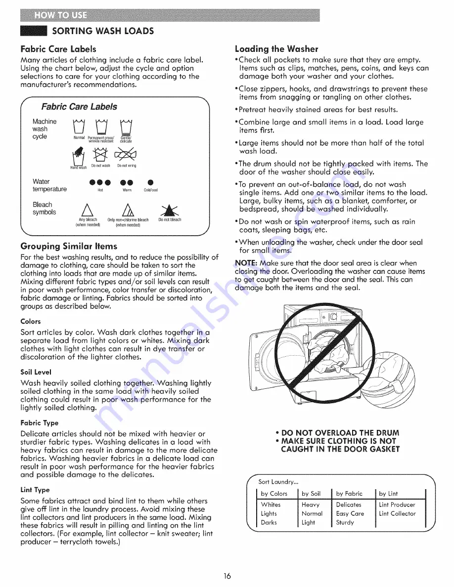 Kenmore 796.4154 Series Use & Care Manual Download Page 16