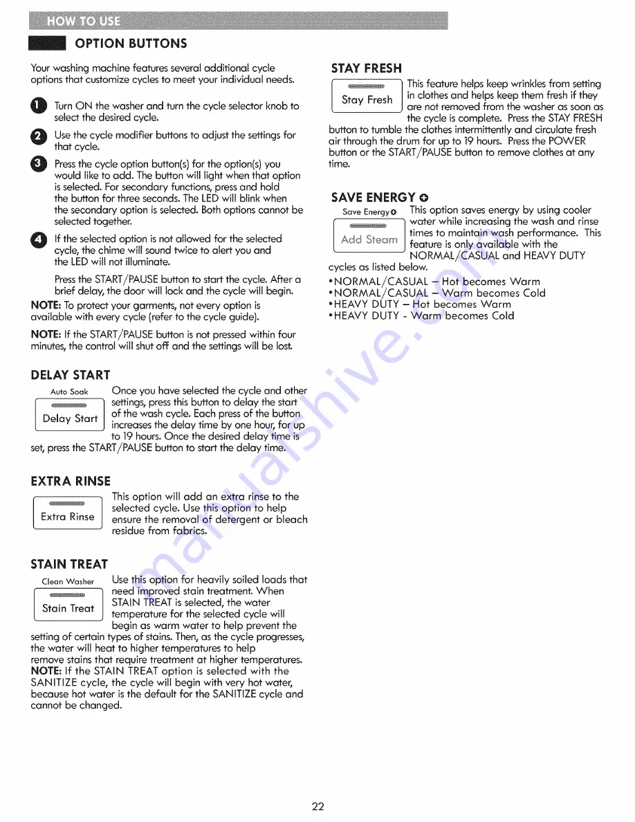 Kenmore 796.4154 Series Use & Care Manual Download Page 22