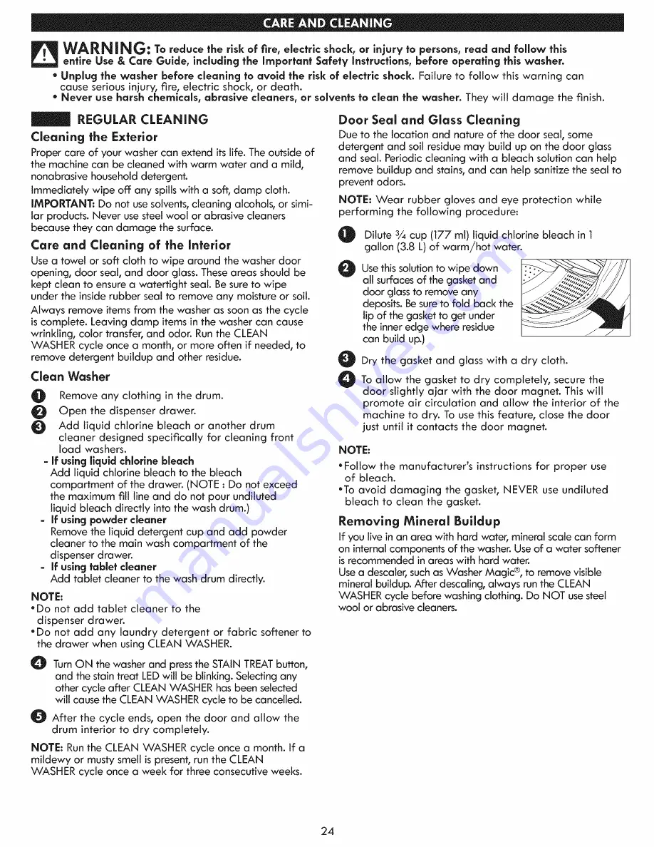 Kenmore 796.4154 Series Use & Care Manual Download Page 24