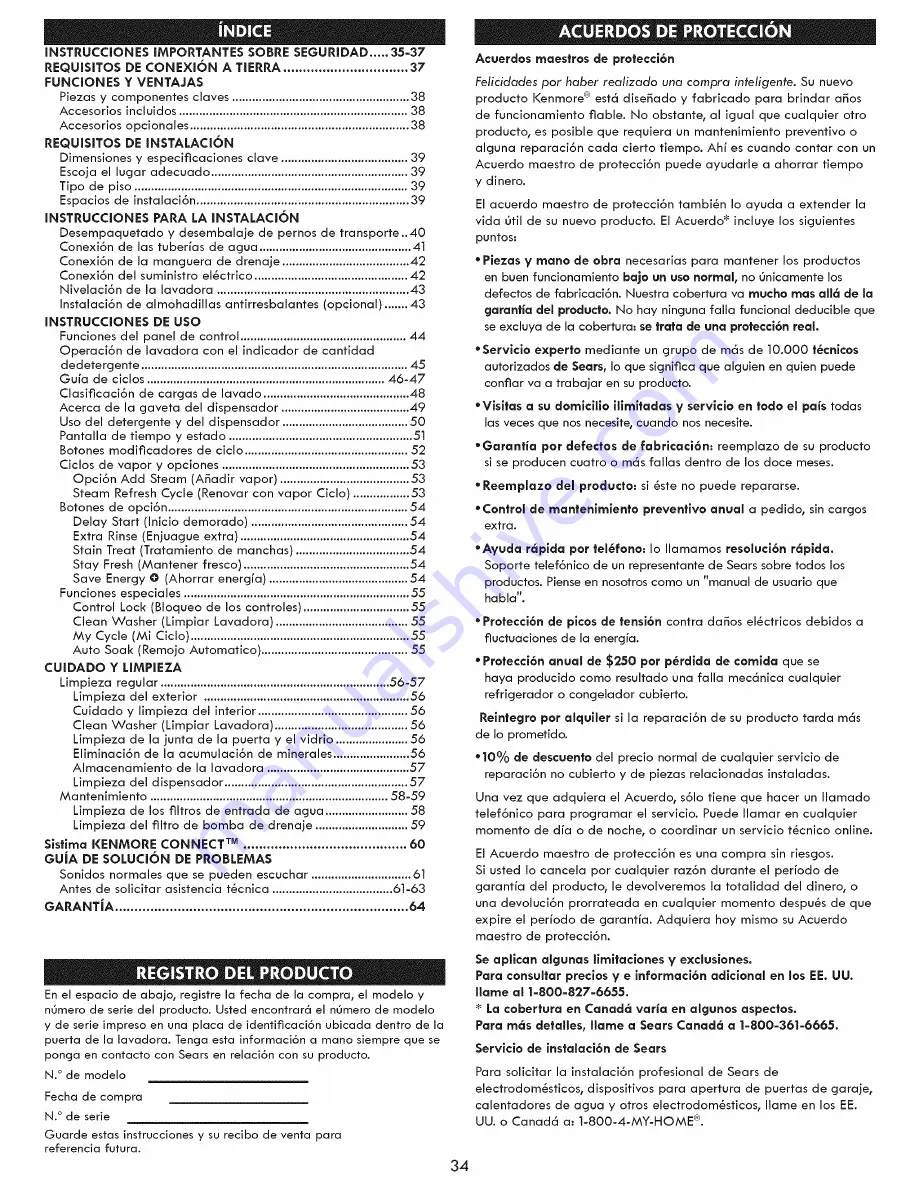 Kenmore 796.4154 Series Use & Care Manual Download Page 34