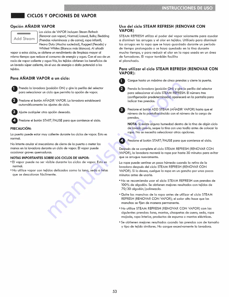 Kenmore 796.4154 Series Use & Care Manual Download Page 53