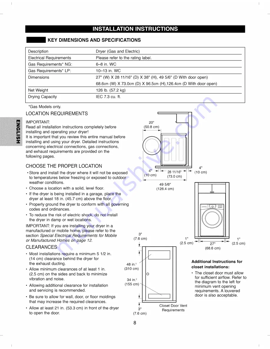 Kenmore 796.8002#9 Series Use And Care Manual Download Page 8