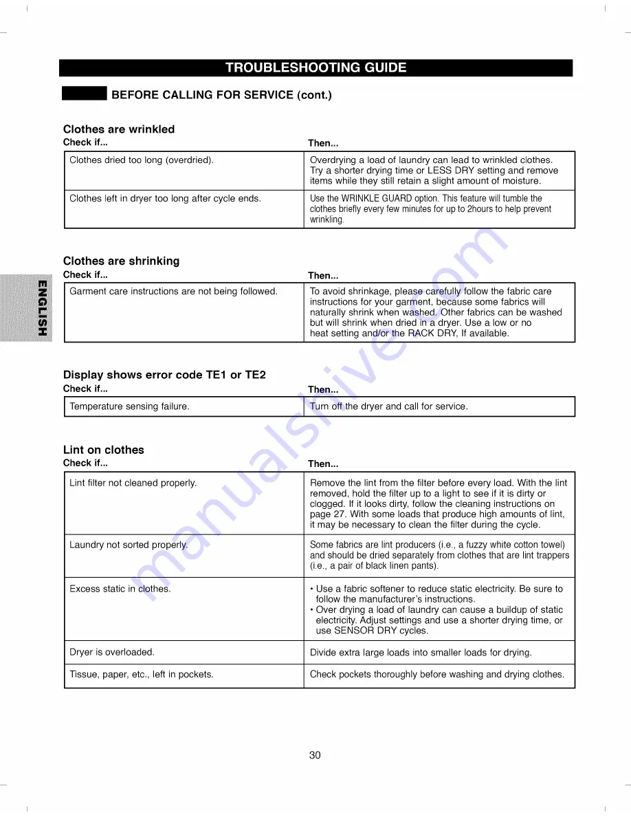 Kenmore 796.8002#9 Series Use And Care Manual Download Page 30