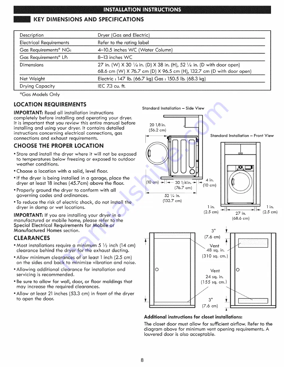 Kenmore 796.8127 Series Use & Care Manual Download Page 8