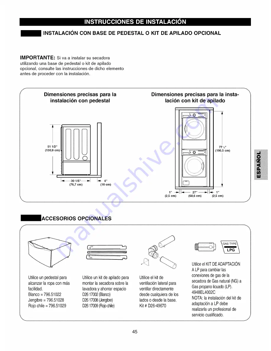 Kenmore 796.8219 Скачать руководство пользователя страница 45