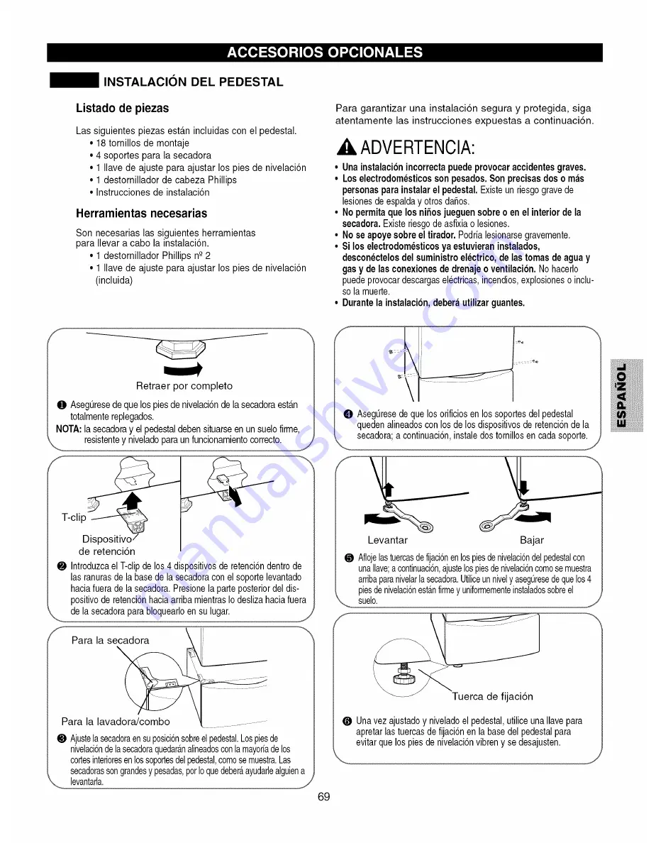 Kenmore 796.8219 Use & Care Manual And Installation Instructions Download Page 69