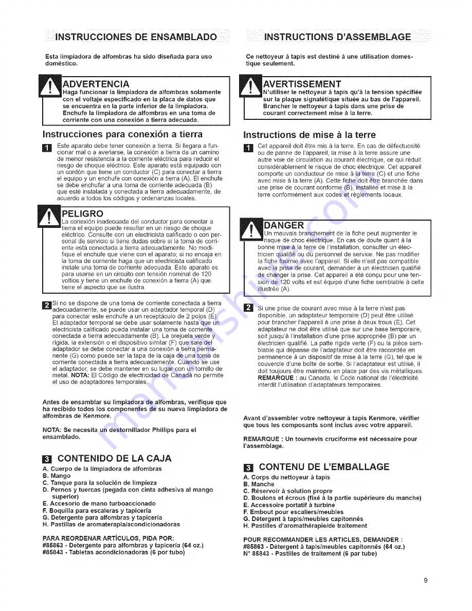 Kenmore 85930 Owner'S Manual Download Page 9