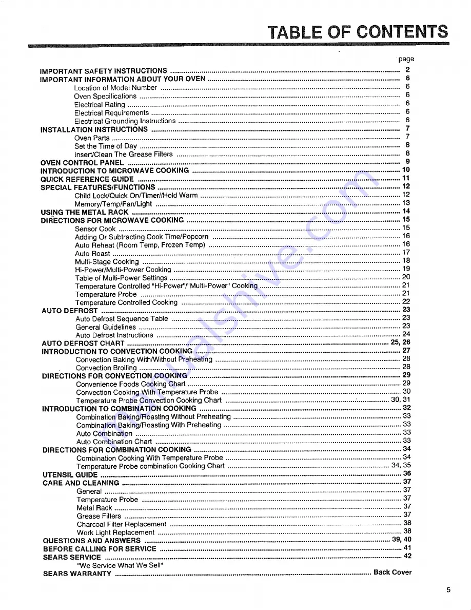 Kenmore 89950 Скачать руководство пользователя страница 5