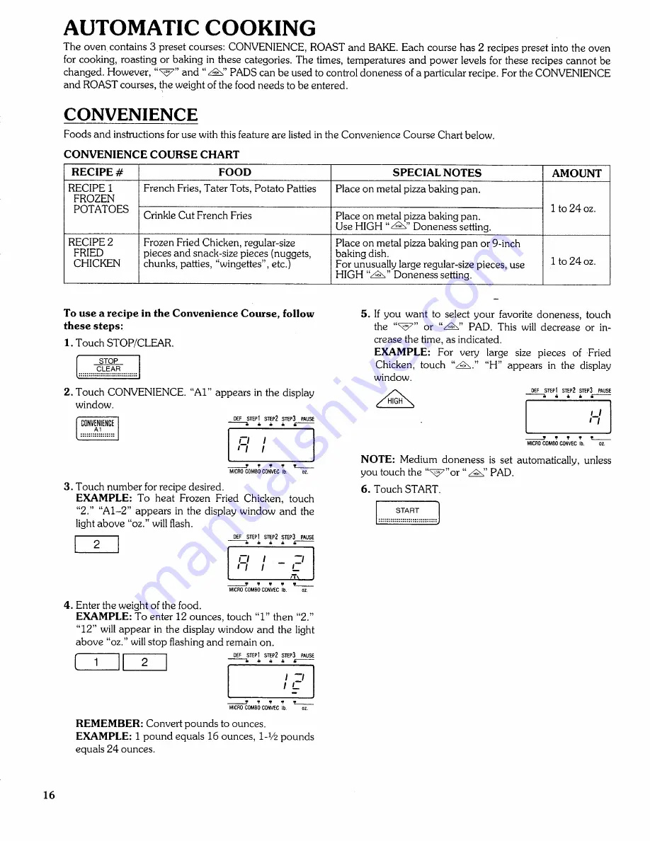 Kenmore 89969 Use And Care Manual Download Page 16