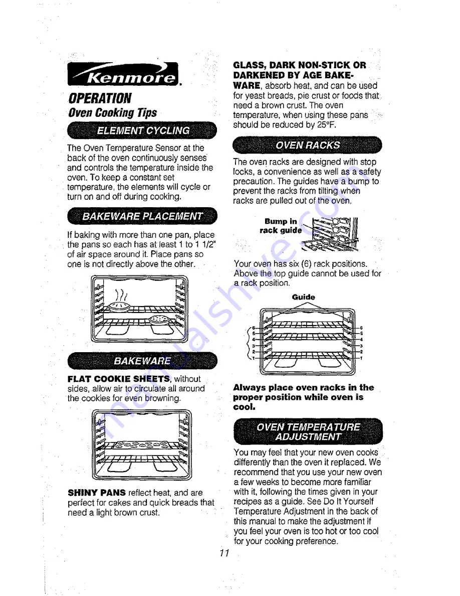 Kenmore 911.41165 Owner'S Manual Download Page 11