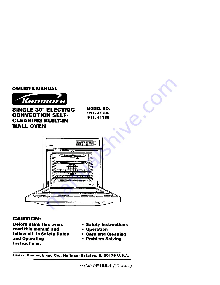 Kenmore 911.41785 User Manual Download Page 1