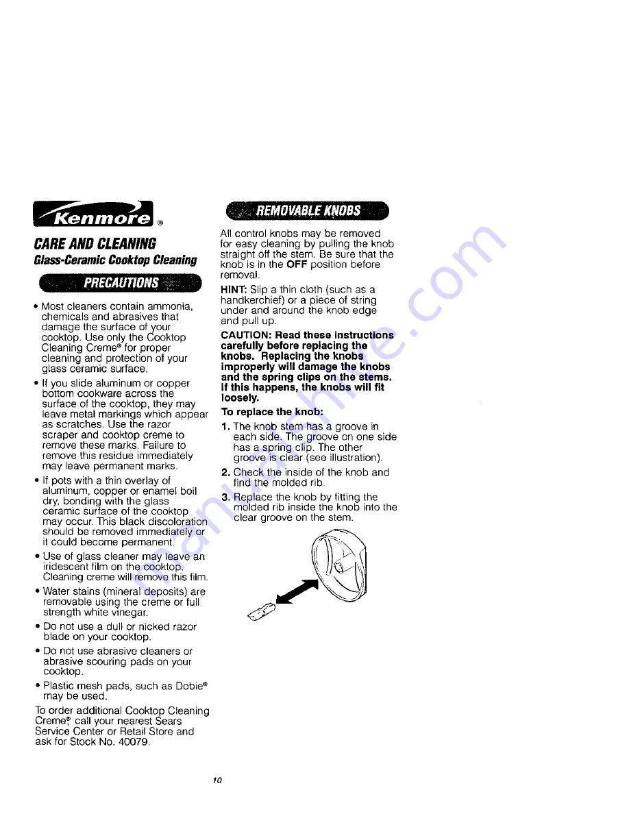 Kenmore 911.42675 Use & Care Manual Download Page 10