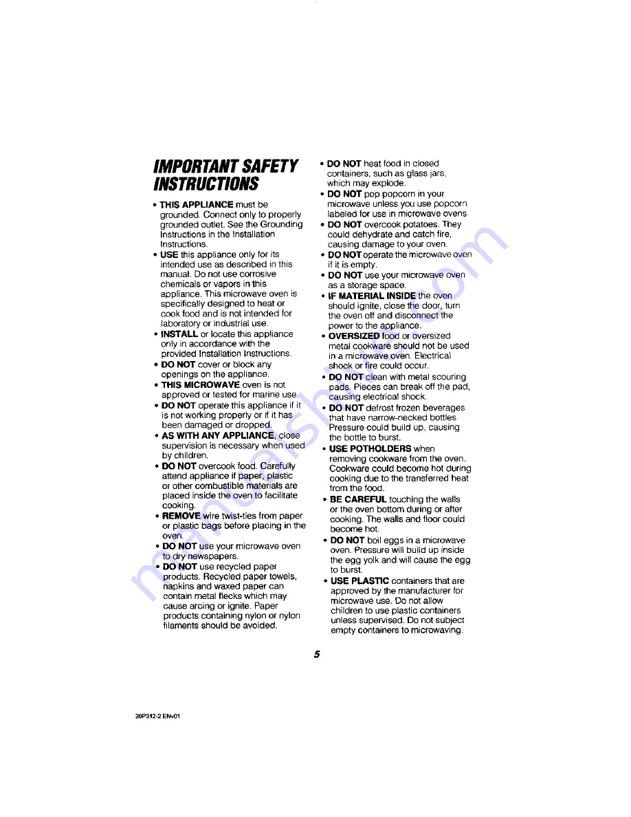 Kenmore 911.47812200 Use & Care Manual Download Page 5