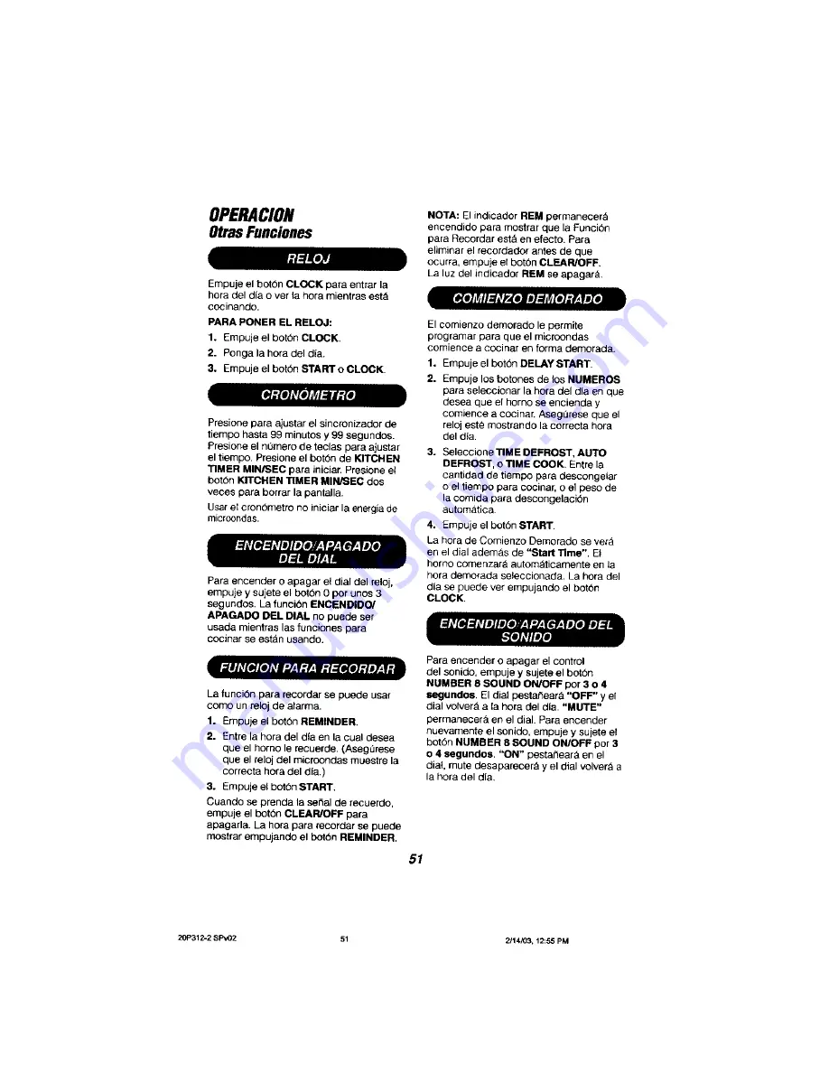 Kenmore 911.47812200 Use & Care Manual Download Page 51