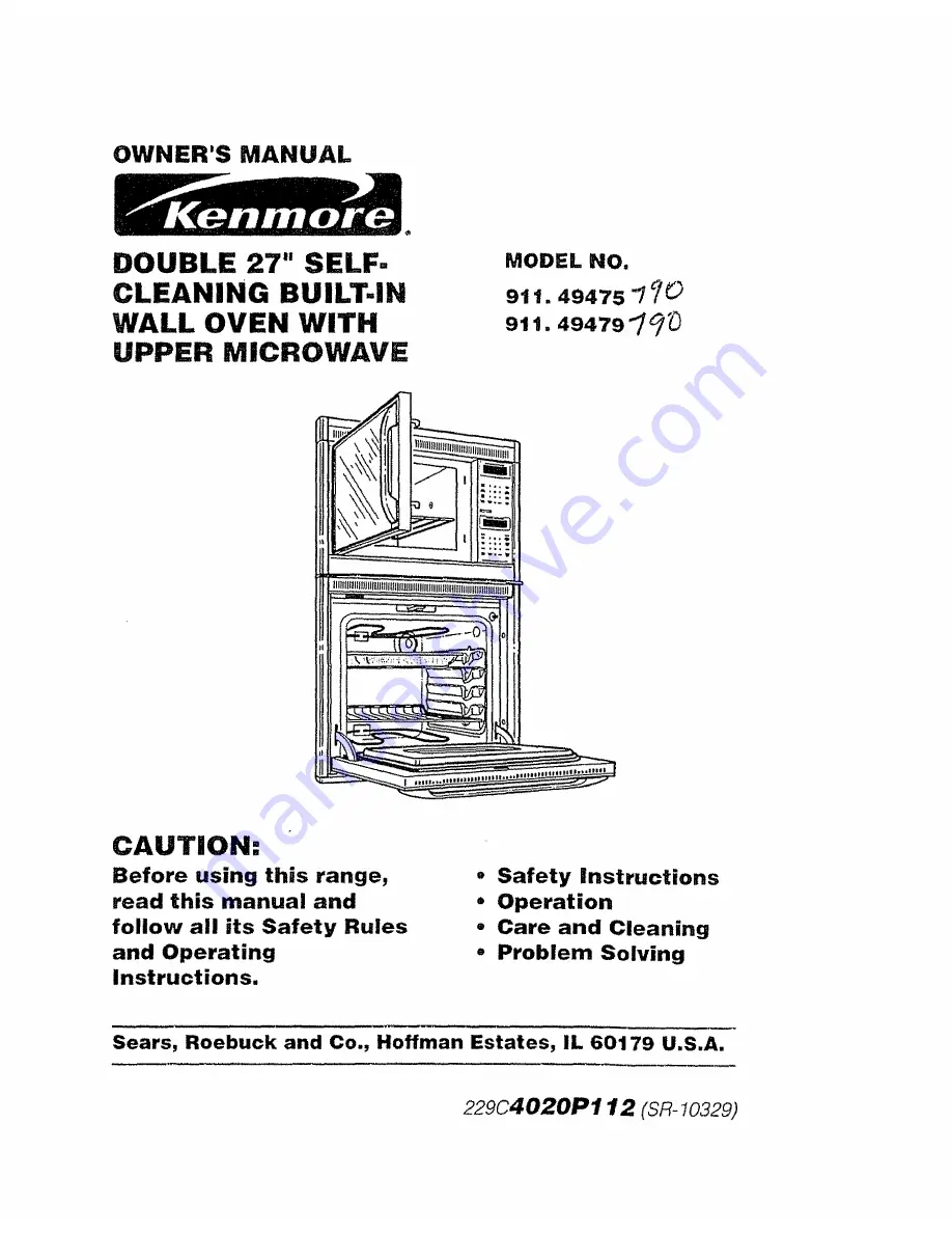 Kenmore 911.49475790 Owner'S Manual Download Page 1