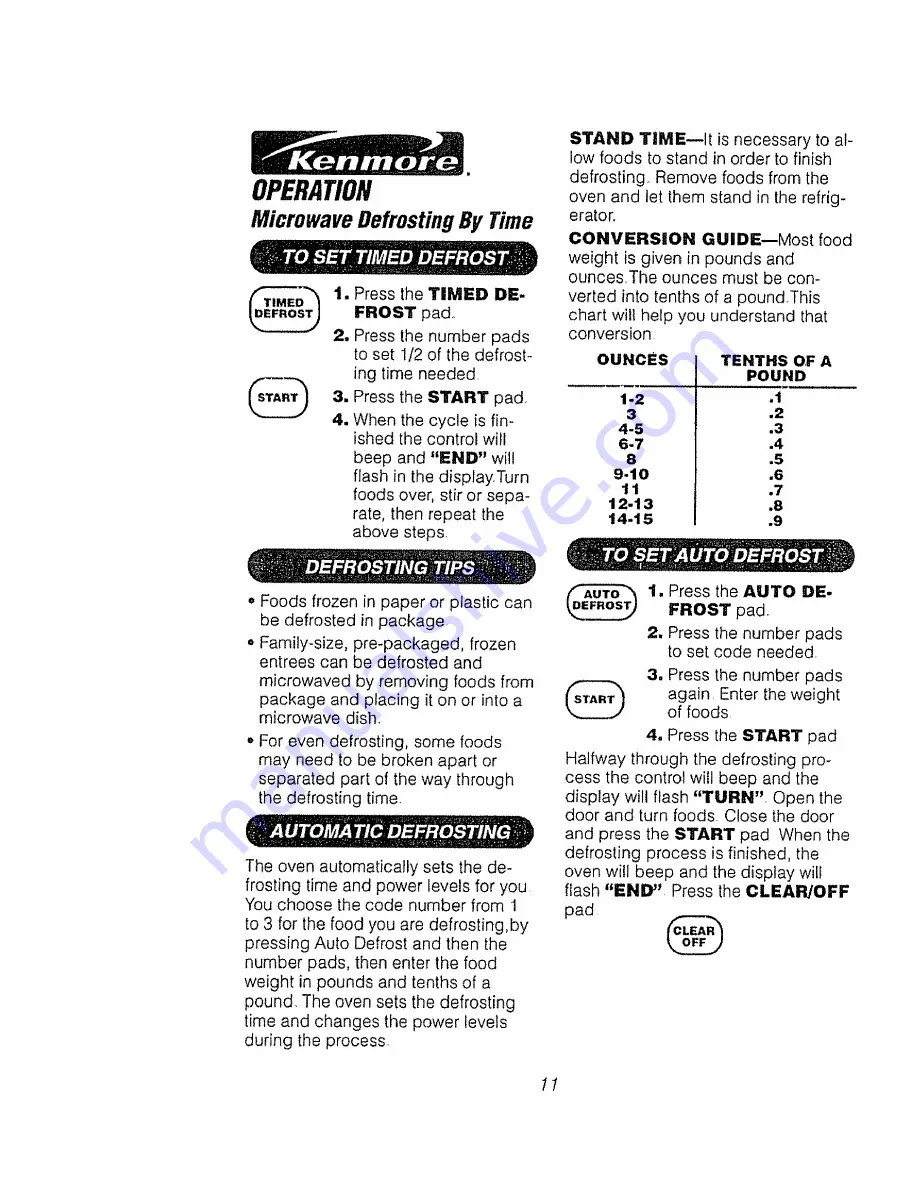 Kenmore 911.49475790 Owner'S Manual Download Page 11