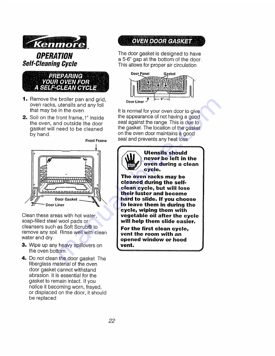 Kenmore 911.49475790 Owner'S Manual Download Page 22