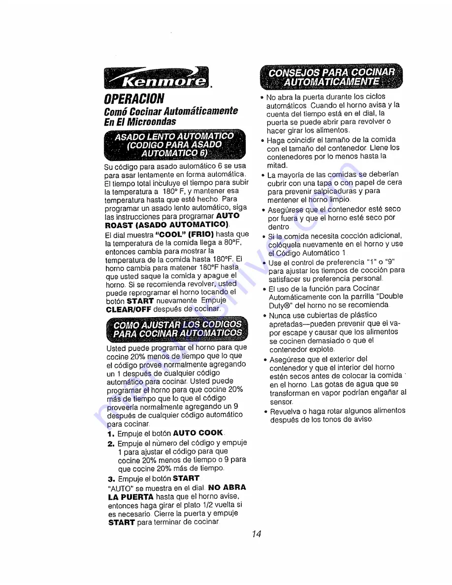 Kenmore 911.49475790 Owner'S Manual Download Page 46