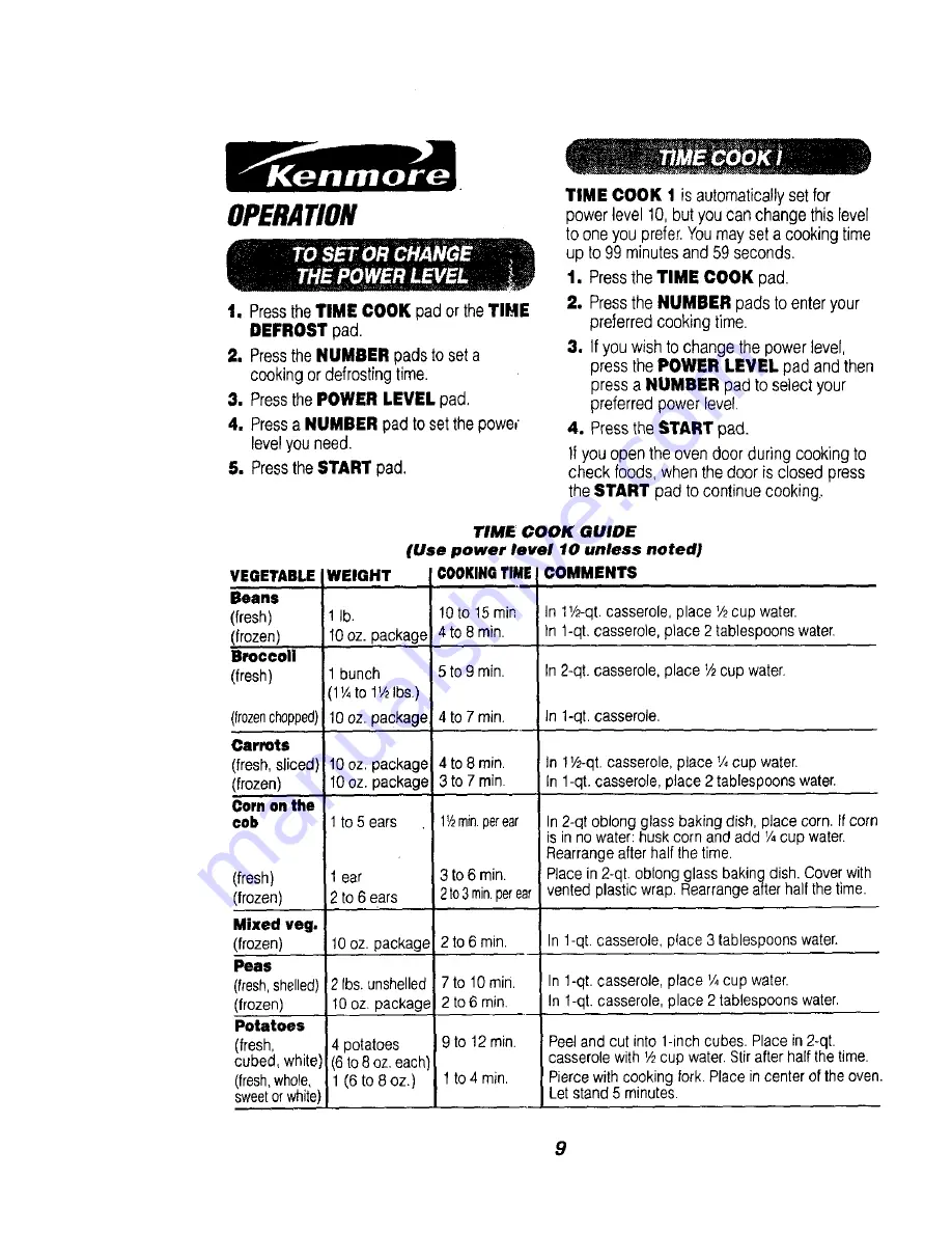 Kenmore 911.49485 Owner'S Manual Download Page 9