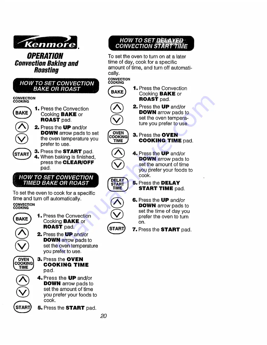 Kenmore 911.95975 Owner'S Manual Download Page 20