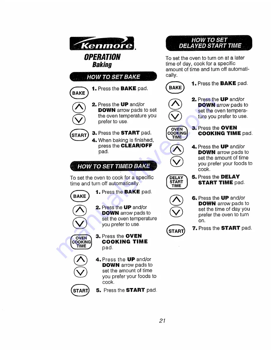 Kenmore 911.95975 Owner'S Manual Download Page 21