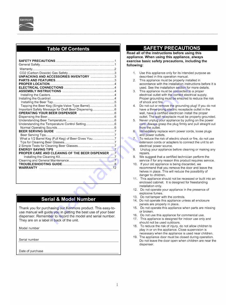 Kenmore 91589 Use & Care Manual Download Page 2