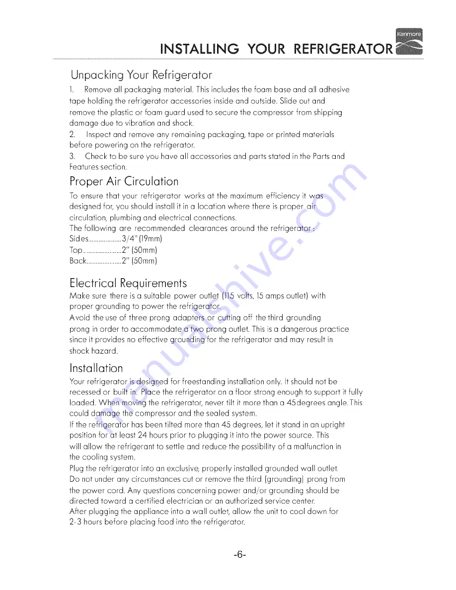 Kenmore 94683 Use & Care Manual Download Page 7