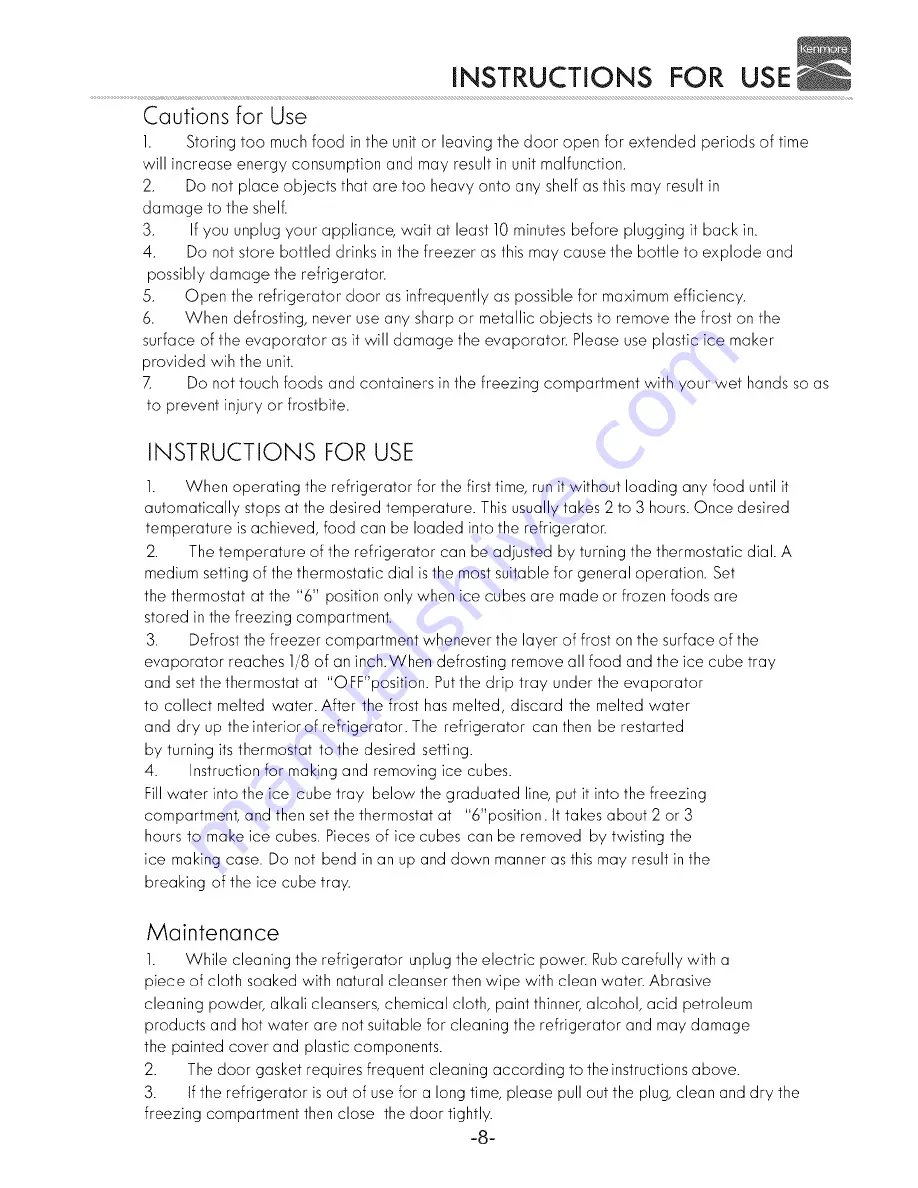 Kenmore 94683 Use & Care Manual Download Page 9