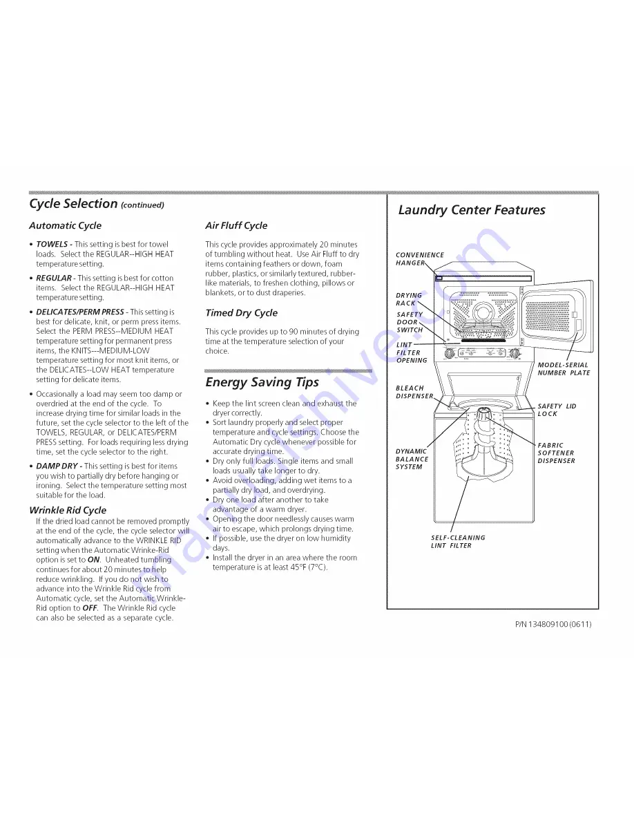 Kenmore 9796 - 27 in. Laundry Center Скачать руководство пользователя страница 2