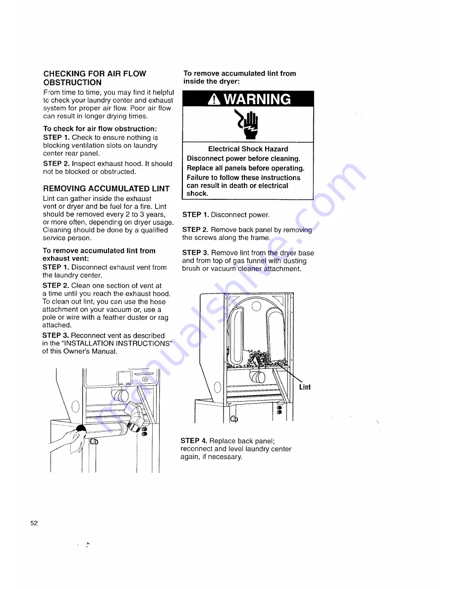 Kenmore 9875 - 24 in. Laundry Center Скачать руководство пользователя страница 52