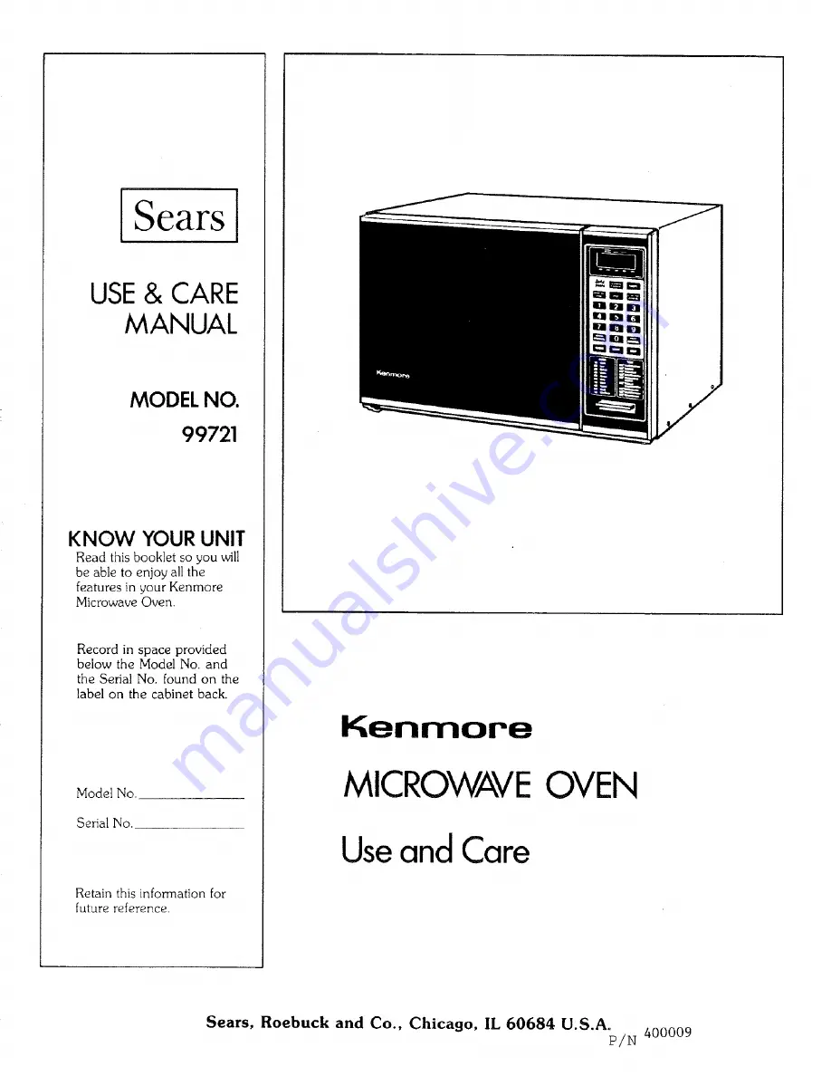 Kenmore 99721 Скачать руководство пользователя страница 1