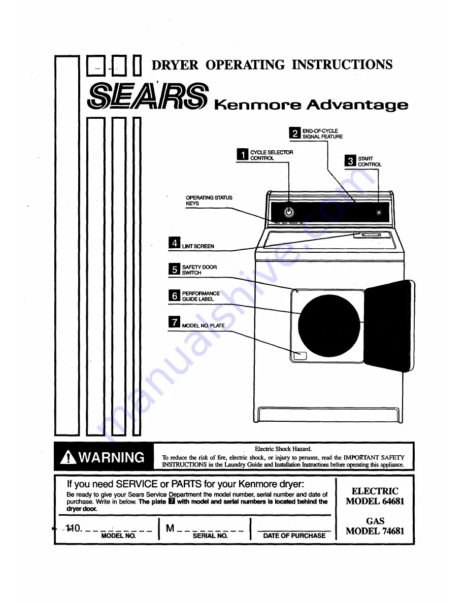 Kenmore Advantage 74681 Скачать руководство пользователя страница 1