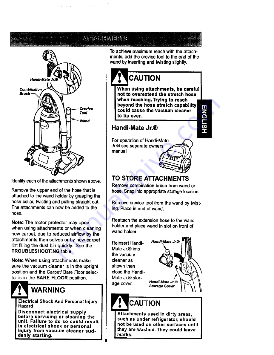 Kenmore ASPIRADORA 116.34728 Owner'S Manual Download Page 9