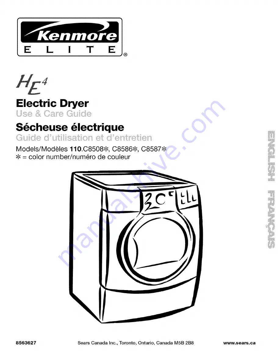 Kenmore ELITE 110.C8508 Скачать руководство пользователя страница 1