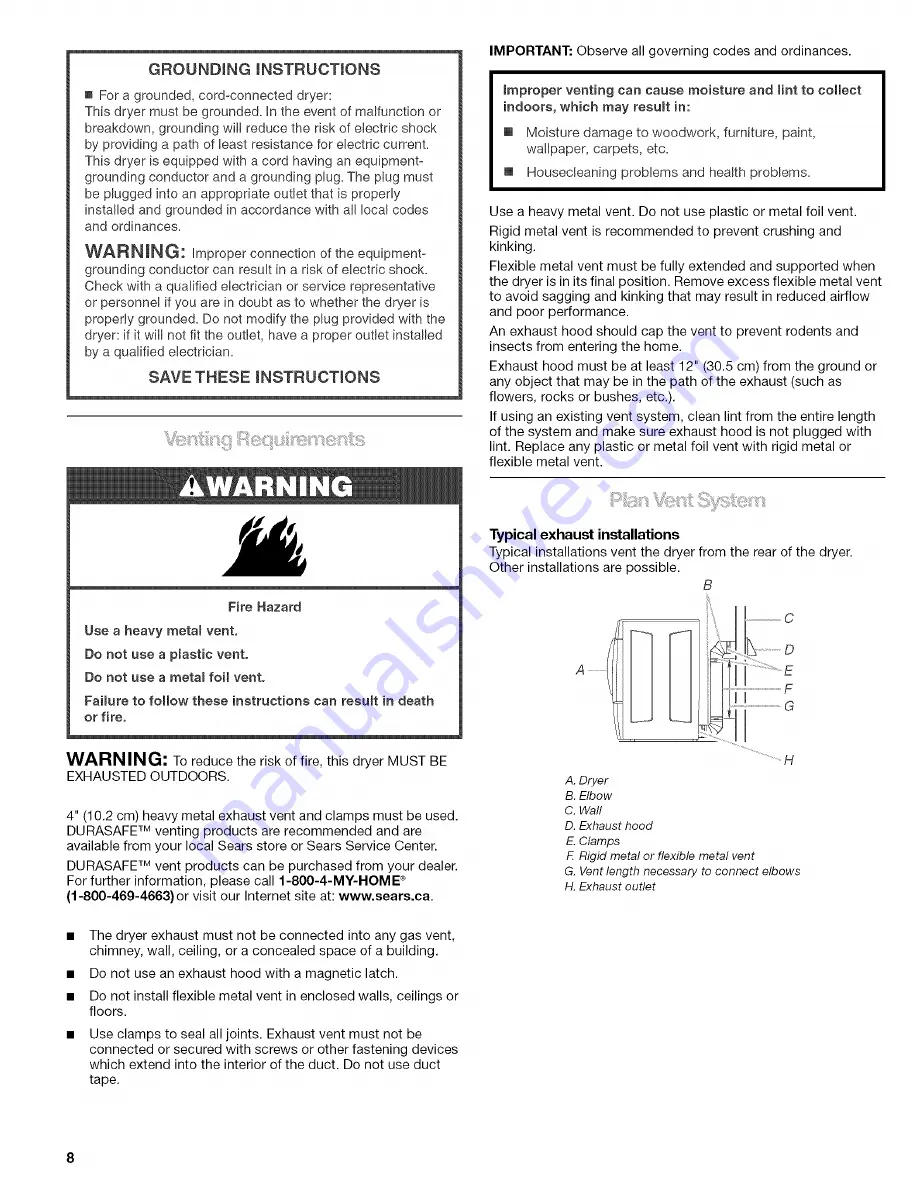 Kenmore ELITE 110.C8508 Use & Care Manual Download Page 8