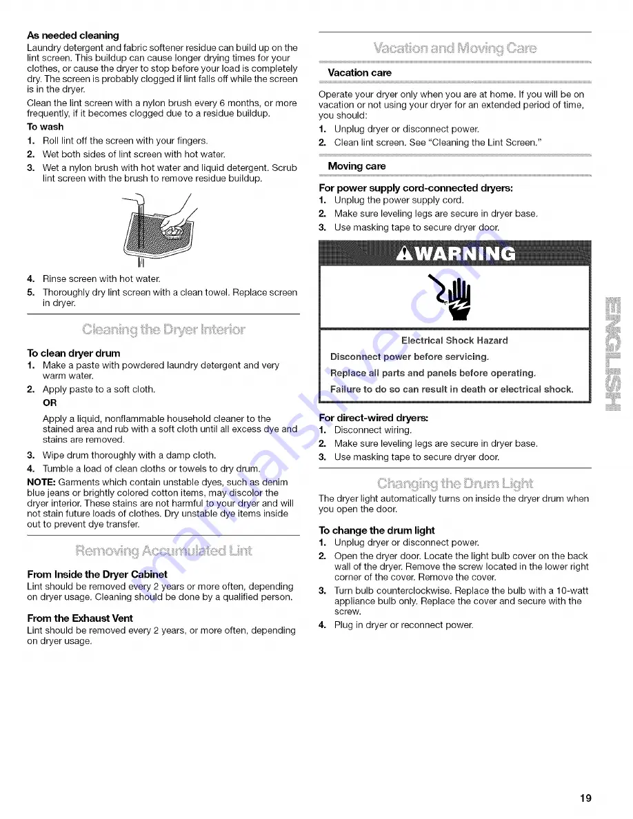 Kenmore ELITE 110.C8508 Use & Care Manual Download Page 19