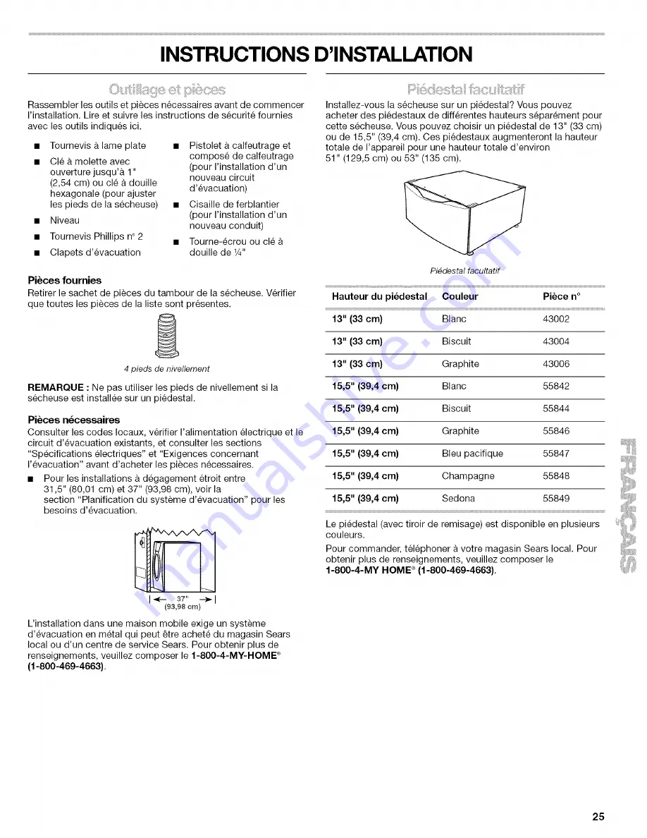 Kenmore ELITE 110.C8508 Use & Care Manual Download Page 25