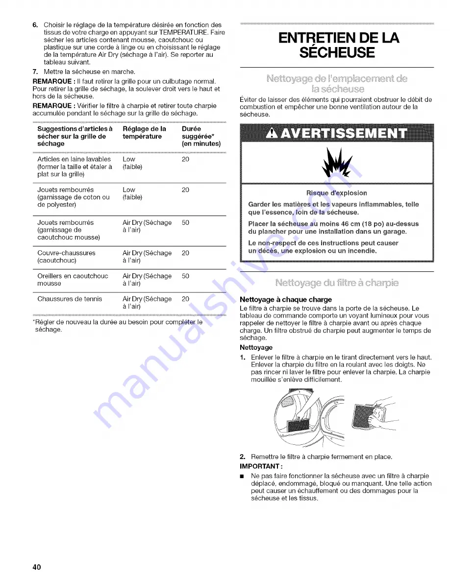 Kenmore ELITE 110.C8508 Use & Care Manual Download Page 40