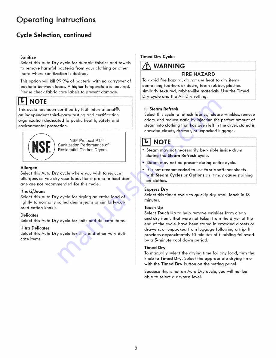 Kenmore Elite 137500000A Use & Care Manual Download Page 8