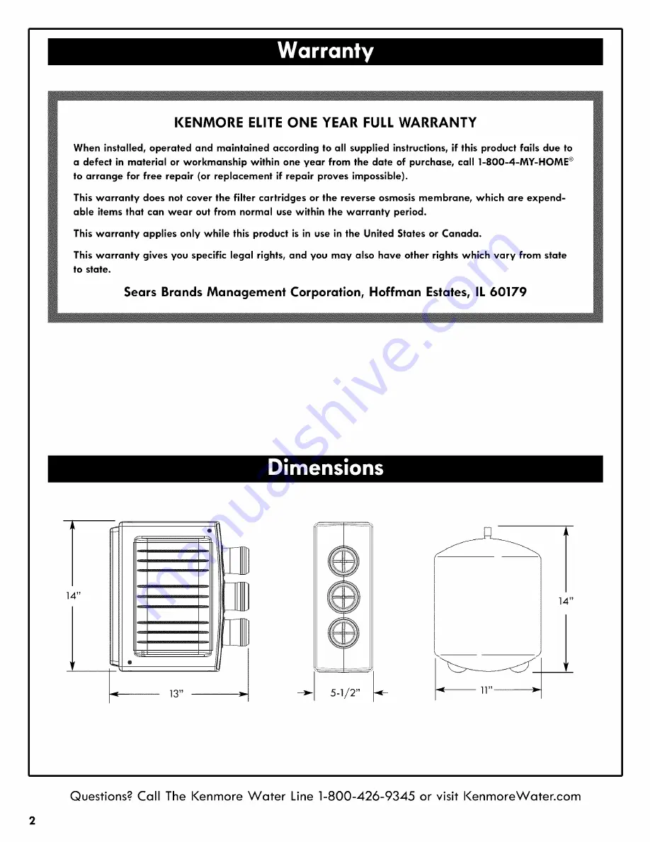 Kenmore Elite 625.385560 Owner'S Manual Download Page 2