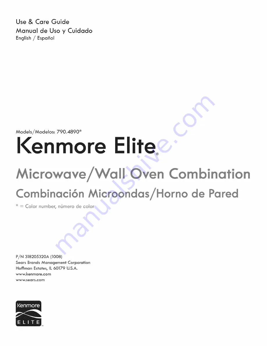 Kenmore Elite 790.4890 Series Скачать руководство пользователя страница 1