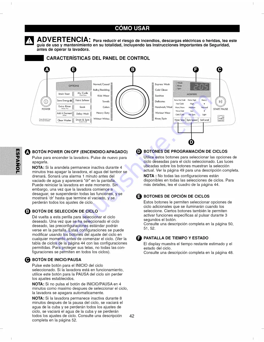 Kenmore ELITE 796.2927 Series Use And Care Manual Download Page 42