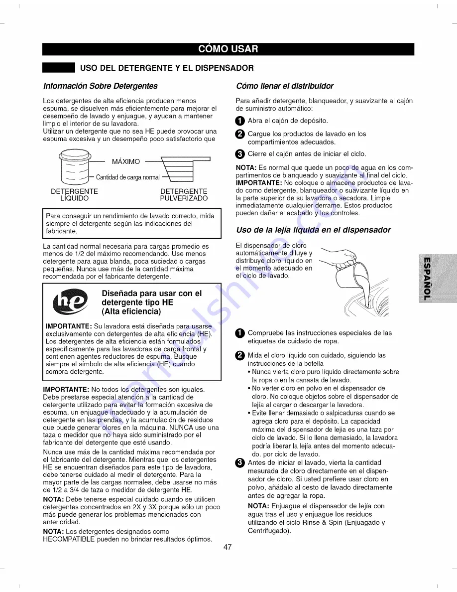 Kenmore ELITE 796.2927 Series Скачать руководство пользователя страница 47